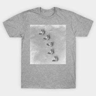 Grunge butterflies on chevron texture in gray T-Shirt